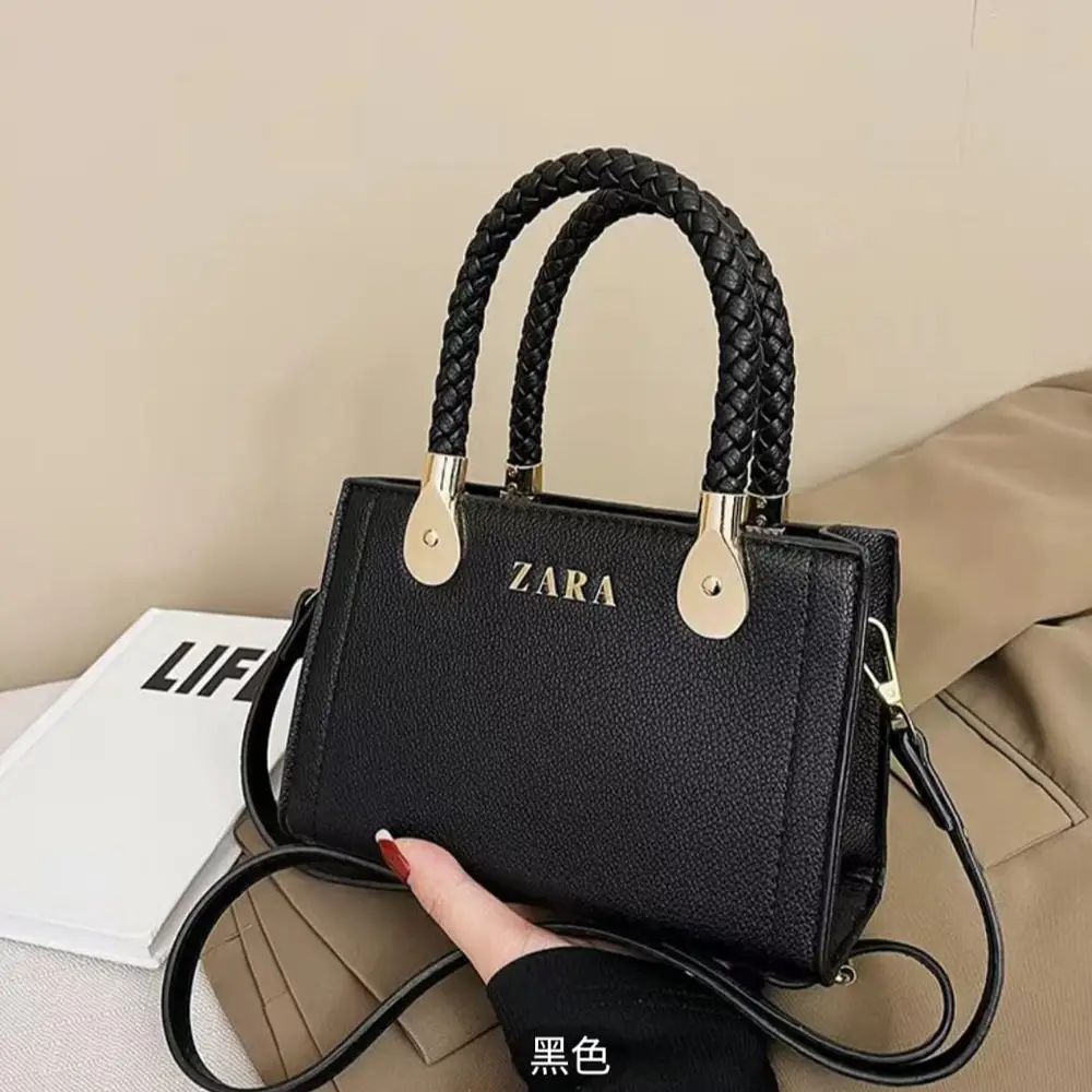 ZARA Black Casual Tote Stylish Everyday Shoulder Handbag